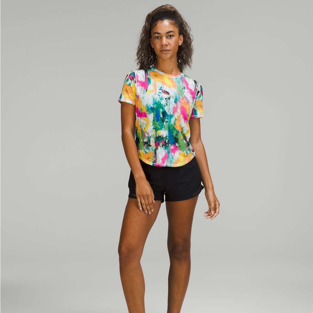 EUC Lululemon High-Neck Running and Training T-Shirt Rainbow 8